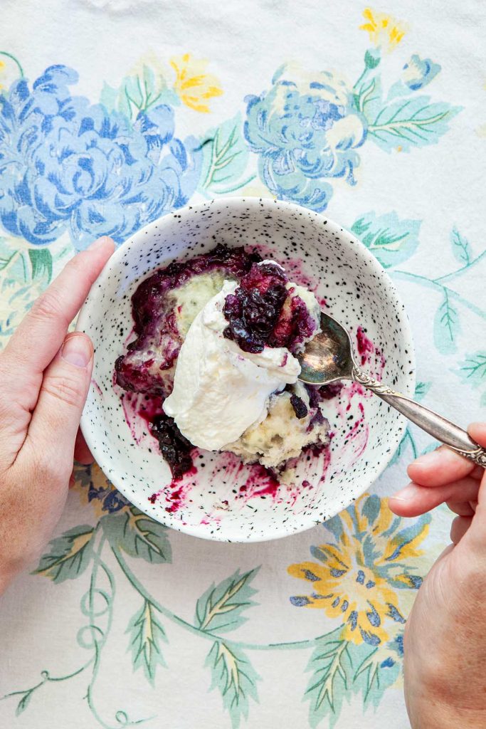 dutch oven blueberry dessert for a crowd