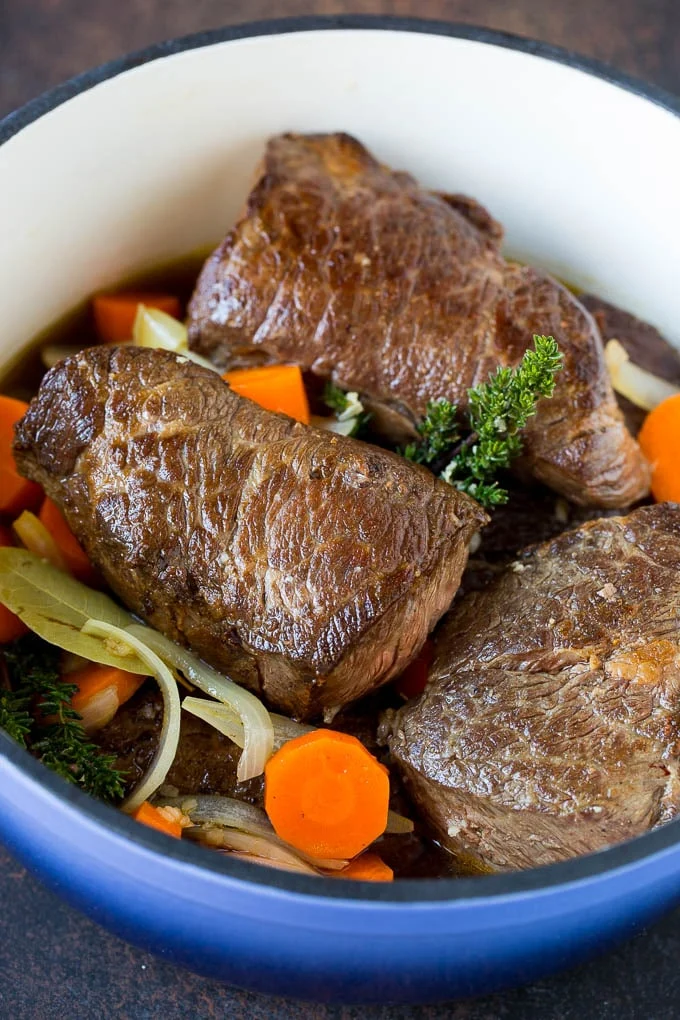 braised short ribs made in a dutch oven
