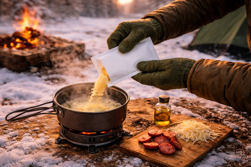 preparing instant polenta packs