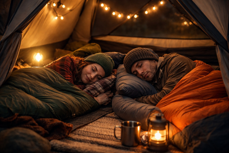 sleeping comfortably in a tent